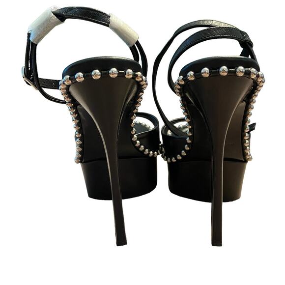Alexander Wang Nova 145 Platform Sandals Studded Ankle Strap Leather Black Sz 38 - Picture 8 of 13